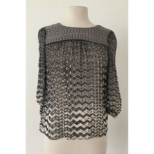 Madewell 1937 Black and White Long Sleeve Blouse Size XS